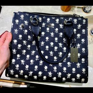 Coach Crosby White Floral Print Leather Satchel